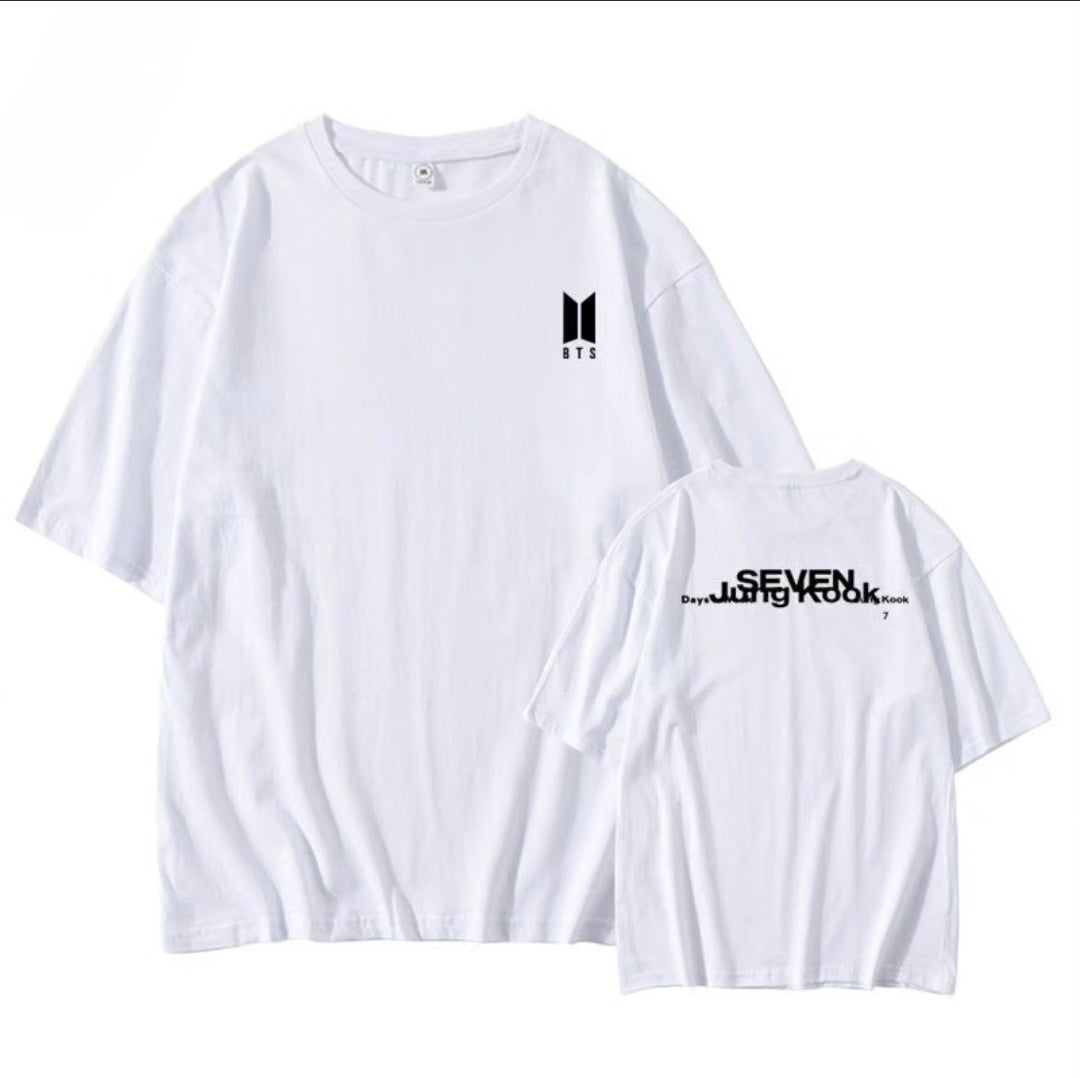 T-SHIRT BTS JUNGKOOK SEVEN 100% COTTON  (black and white)
