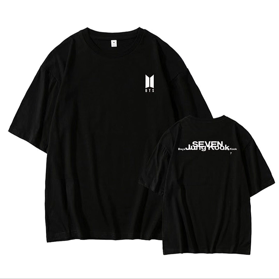 T-SHIRT BTS JUNGKOOK SEVEN 100% COTTON  (black and white)
